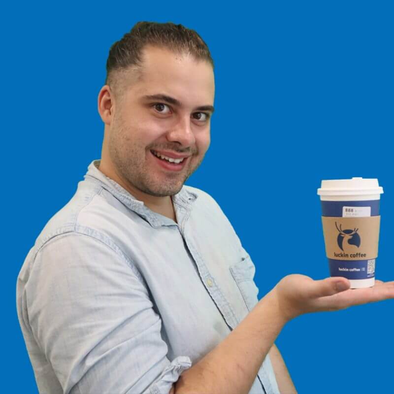 Campbell de Marketing Wizard geniet van zijn koffie!