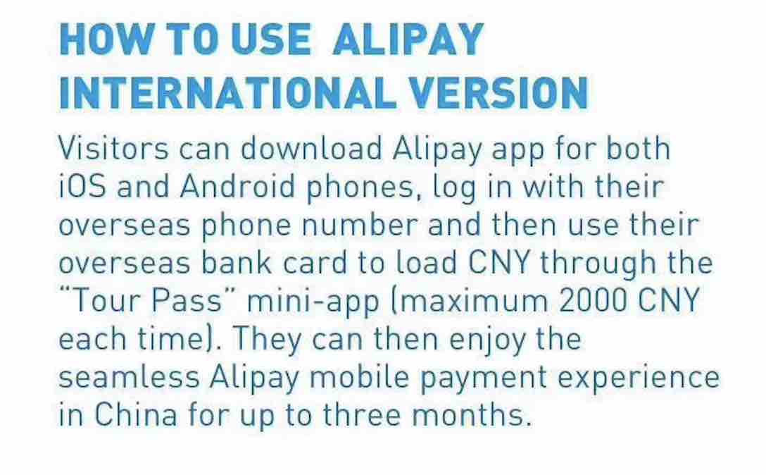 Internationale versie van Alipay voor buitenlanders